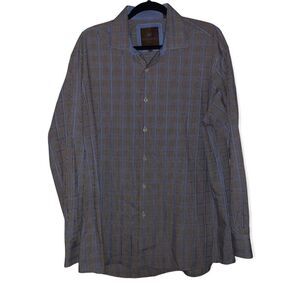 Tattersall Blue Brown & White Plaid Button Down Shirt